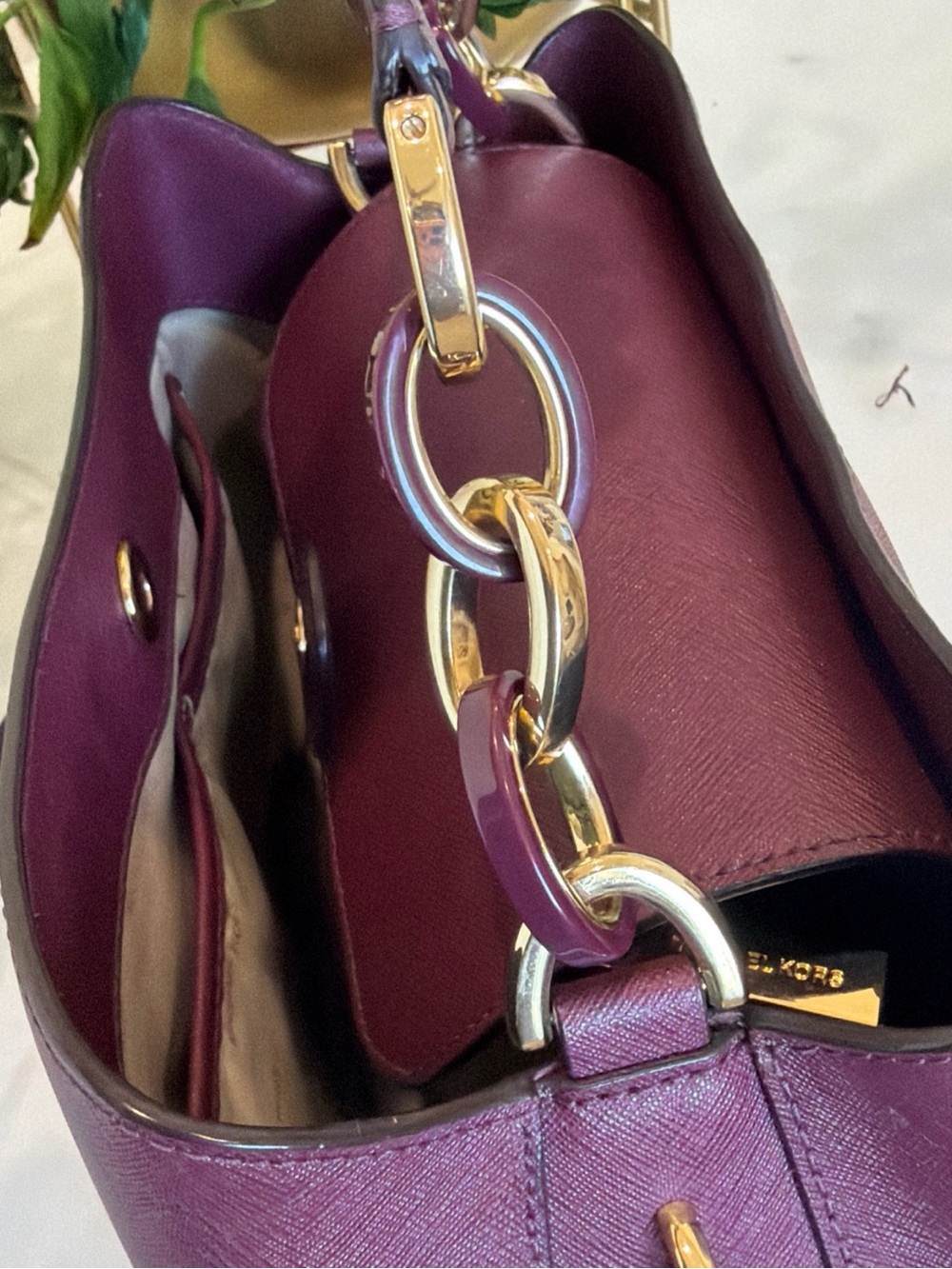 Michael Kors Purple Saffiano Leather Crossbody - Picture 13 of 15